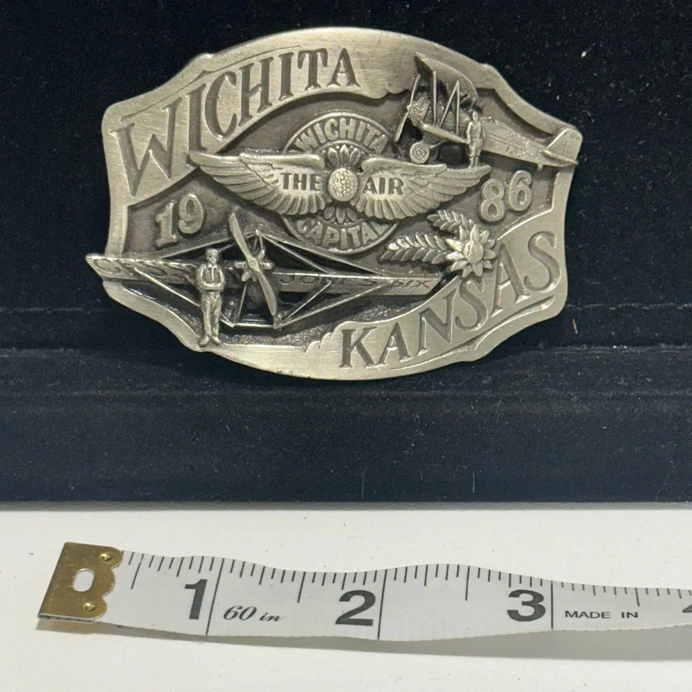 Vintage 1986 Wichita KS Air Capital Biplane Limited Edition 80/750 Belt Buckle